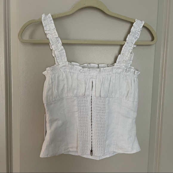 NWT Reformation Candella Ruffle Strap Top White Size 0 Sold out Everywhere - Picture 5 of 10
